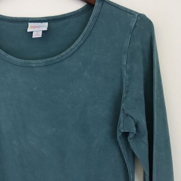 LuLaRoe Acid Wash Teal Debbie Long Sleeve Dress - Picture 4 of 7